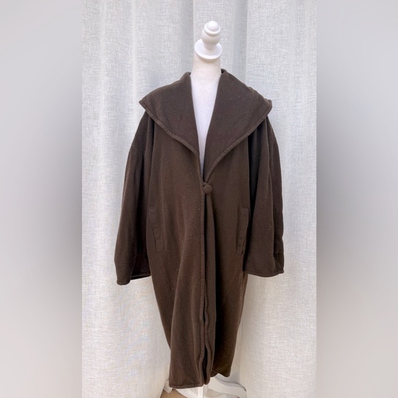 Laurél Escada chocolate Brown long sleeve soft wool coat - Picture 1 of 8